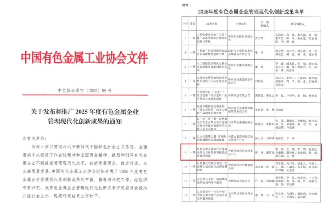 中博世金获治理现代化立异效果一等奖